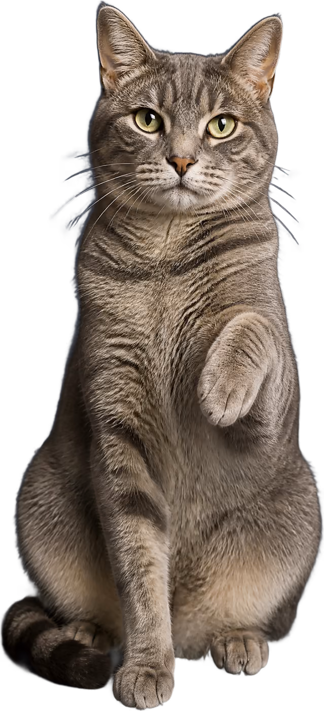 Clémentine la chatte, patte levée